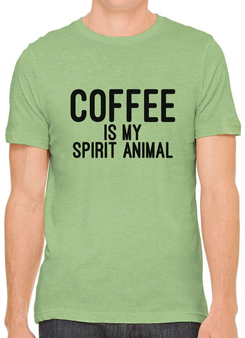 Coffee is My Spirit Animal Cotton Crewneck Men Green T-Shirts