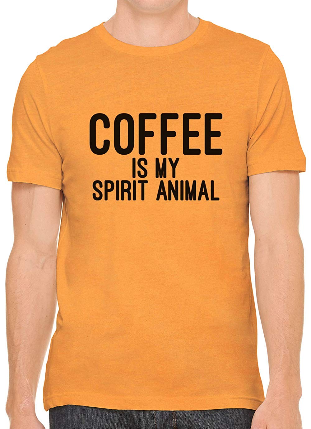 Coffee is My Spirit Animal Cotton Crewneck Men Orange T-Shirts