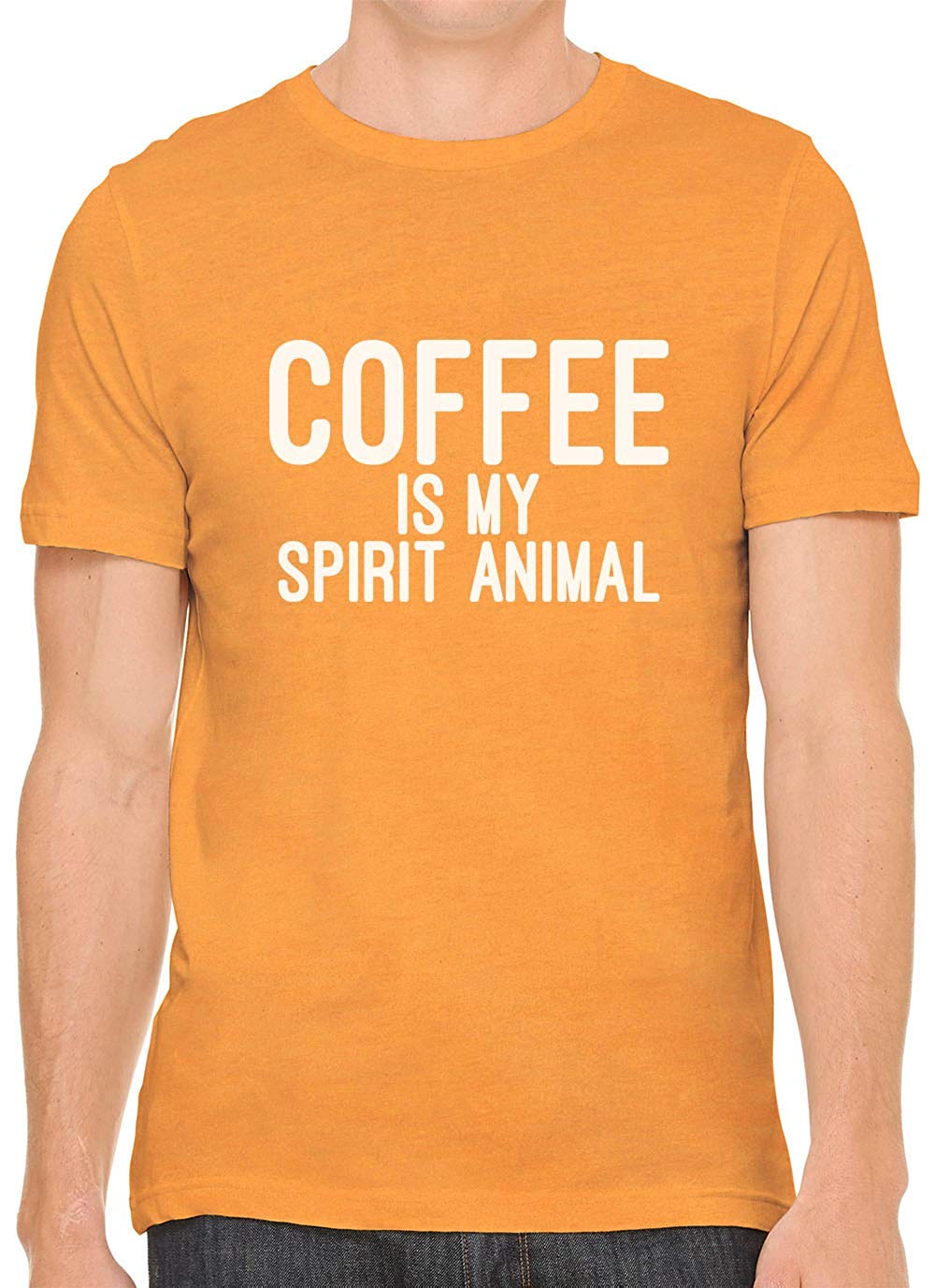 Coffee is My Spirit Animal Cotton Crewneck Men Orange T-Shirts