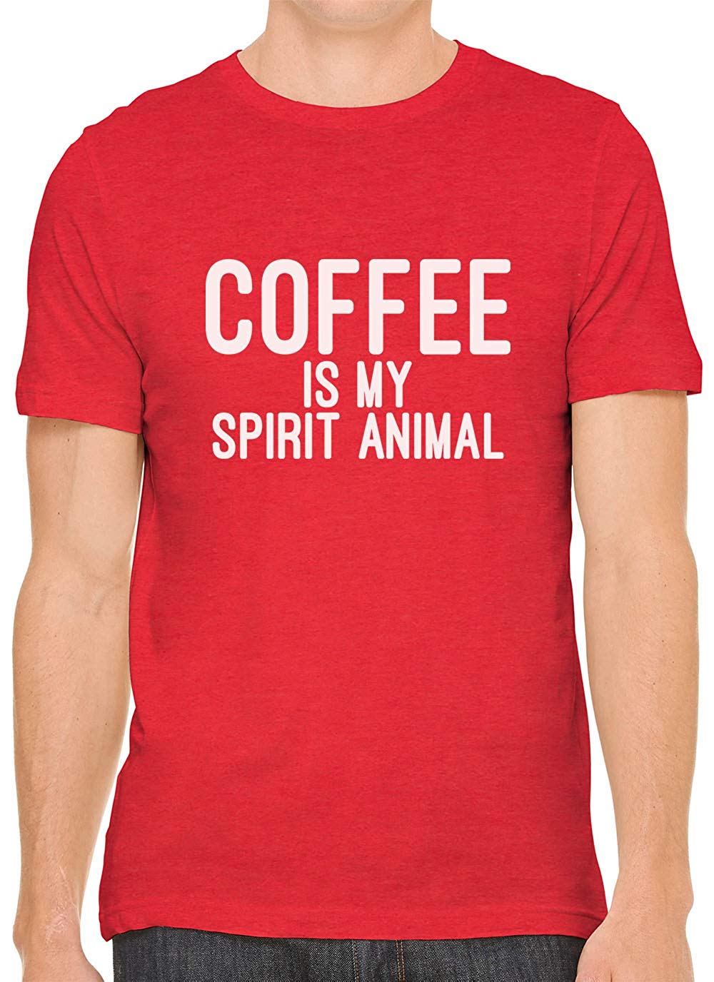 Coffee is My Spirit Animal Cotton Crewneck Men Red T-Shirts