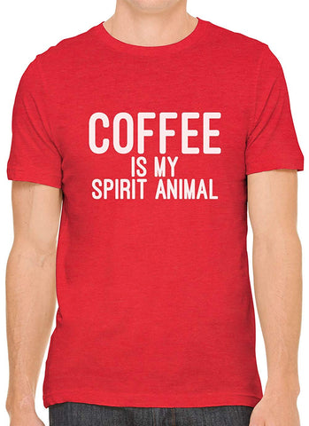 Coffee is My Spirit Animal Cotton Crewneck Men Red T-Shirts