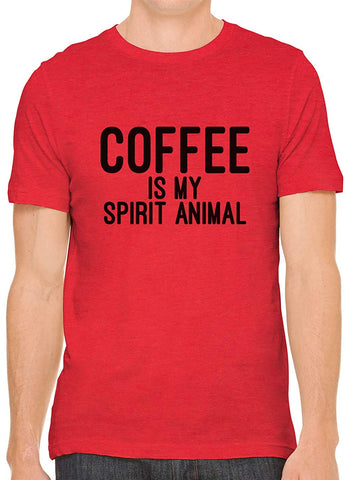 Coffee is My Spirit Animal Cotton Crewneck Men Red T-Shirts