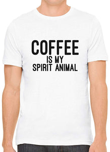 Coffee is My Spirit Animal Cotton Crewneck Men White T-Shirts