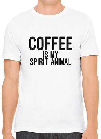 Coffee is My Spirit Animal Cotton Crewneck Men White T-Shirts