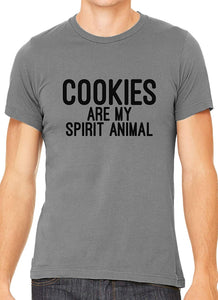 Cookies are My Spirit Animal Cotton Crewneck Unisex Gray T-Shirts