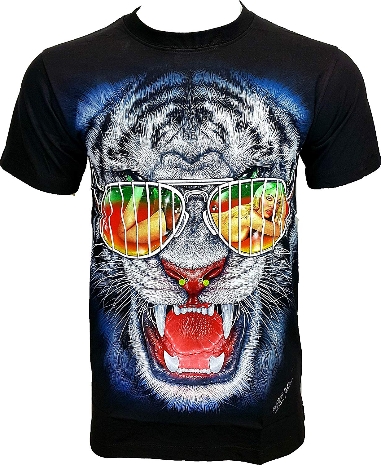 Cool Tiger 3D Glow in The Dark Black T-Shirts