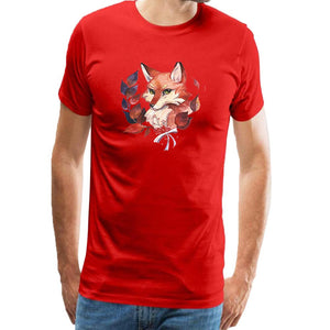 Cotton for Men Round Neck Graphic Funny Graphic Cartoon Animal Fox Portrait Fashion Red T-Shirts