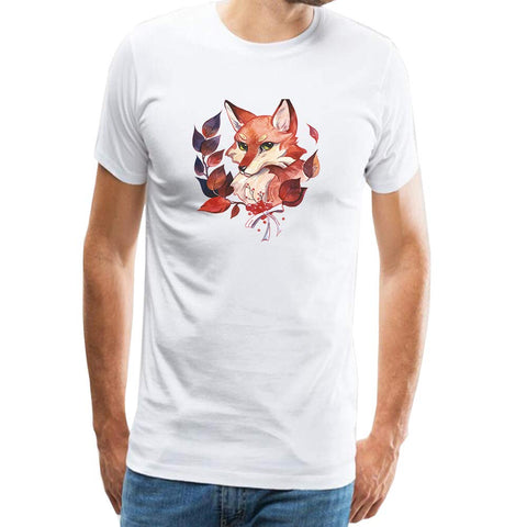 Cotton for Men Round Neck Graphic Funny Graphic Cartoon Animal Fox Portrait Fashion White T-Shirts