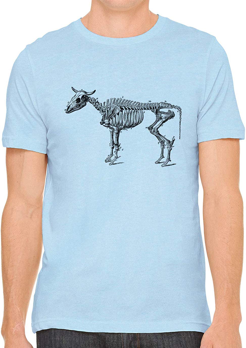 Cow Skeleton Anatomy Cotton Crewneck Unisex Blue T-Shirts