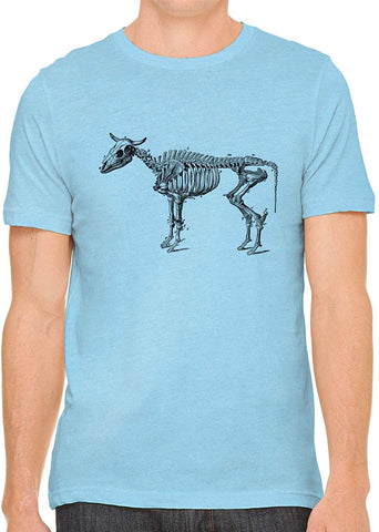 Cow Skeleton Anatomy Cotton Crewneck Unisex Blue T-Shirts