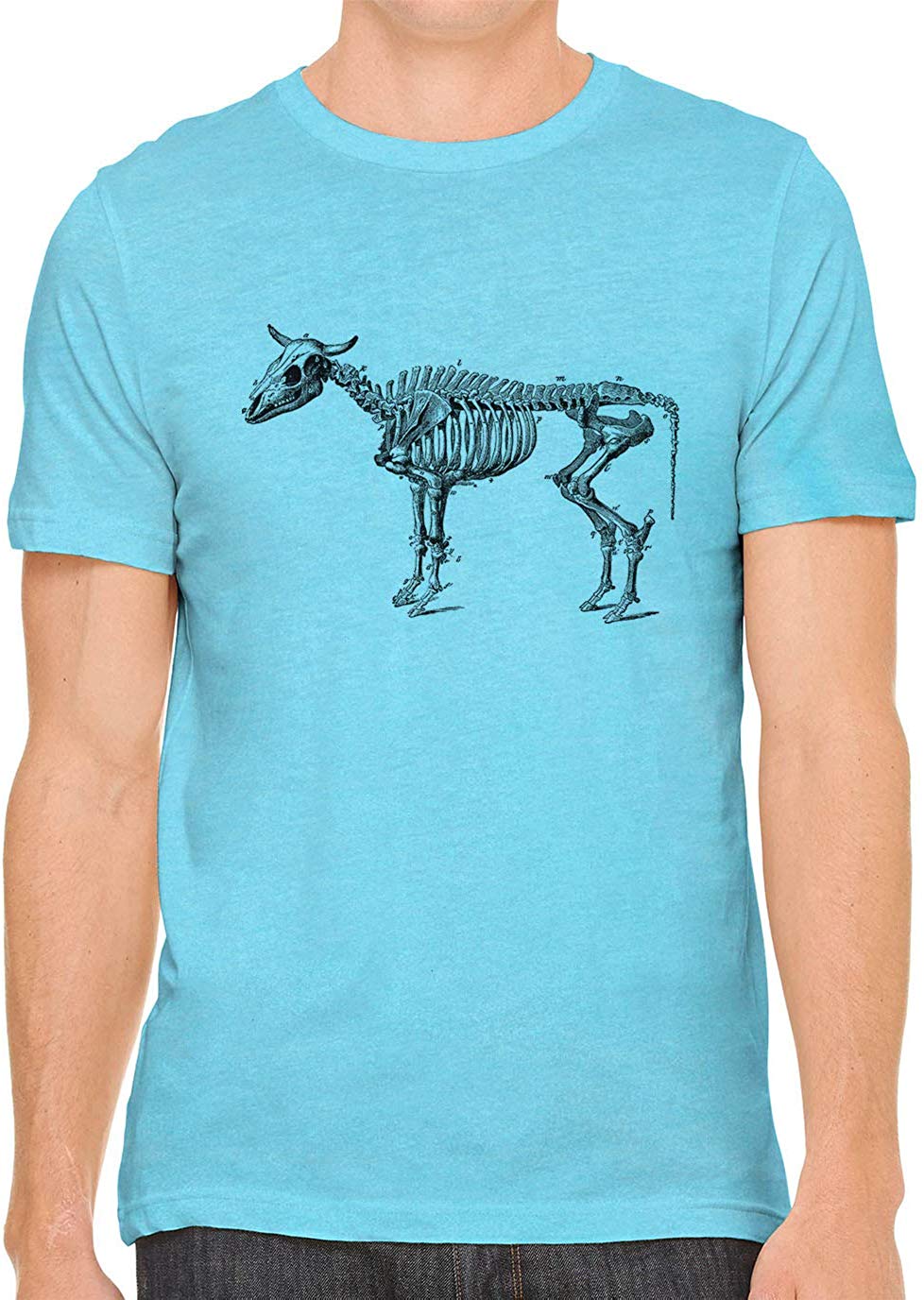 Cow Skeleton Anatomy Cotton Crewneck Unisex Blue T-Shirts