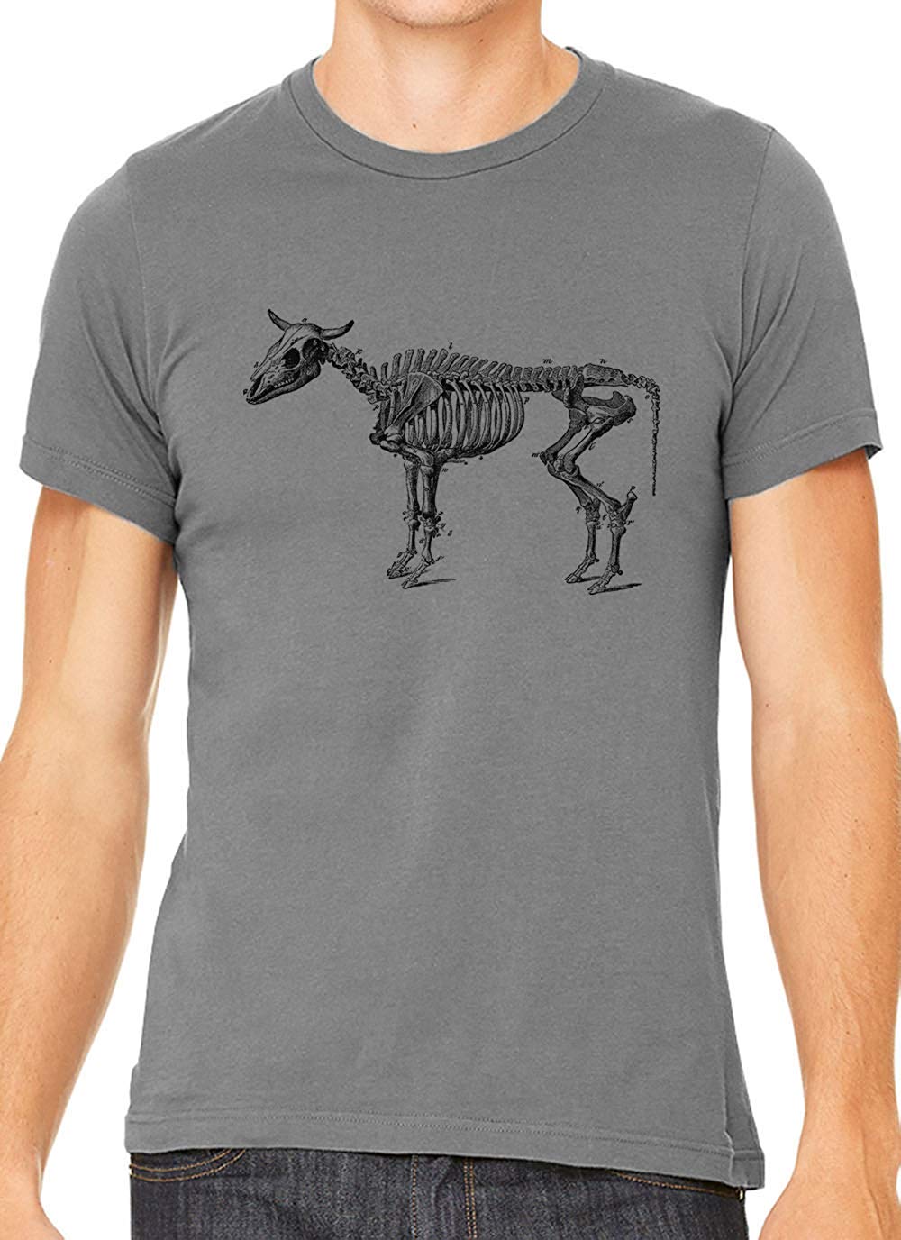 Cow Skeleton Anatomy Cotton Crewneck Unisex Gray T-Shirts