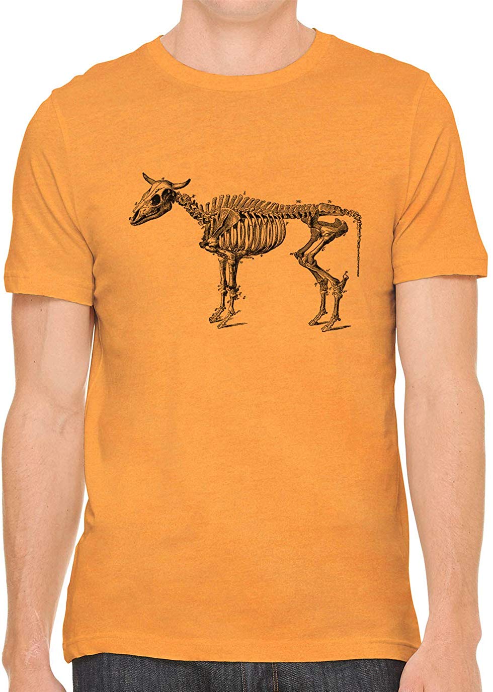 Cow Skeleton Anatomy Cotton Crewneck Unisex Orange T-Shirts