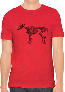 Cow Skeleton Anatomy Cotton Crewneck Unisex Red T-Shirts