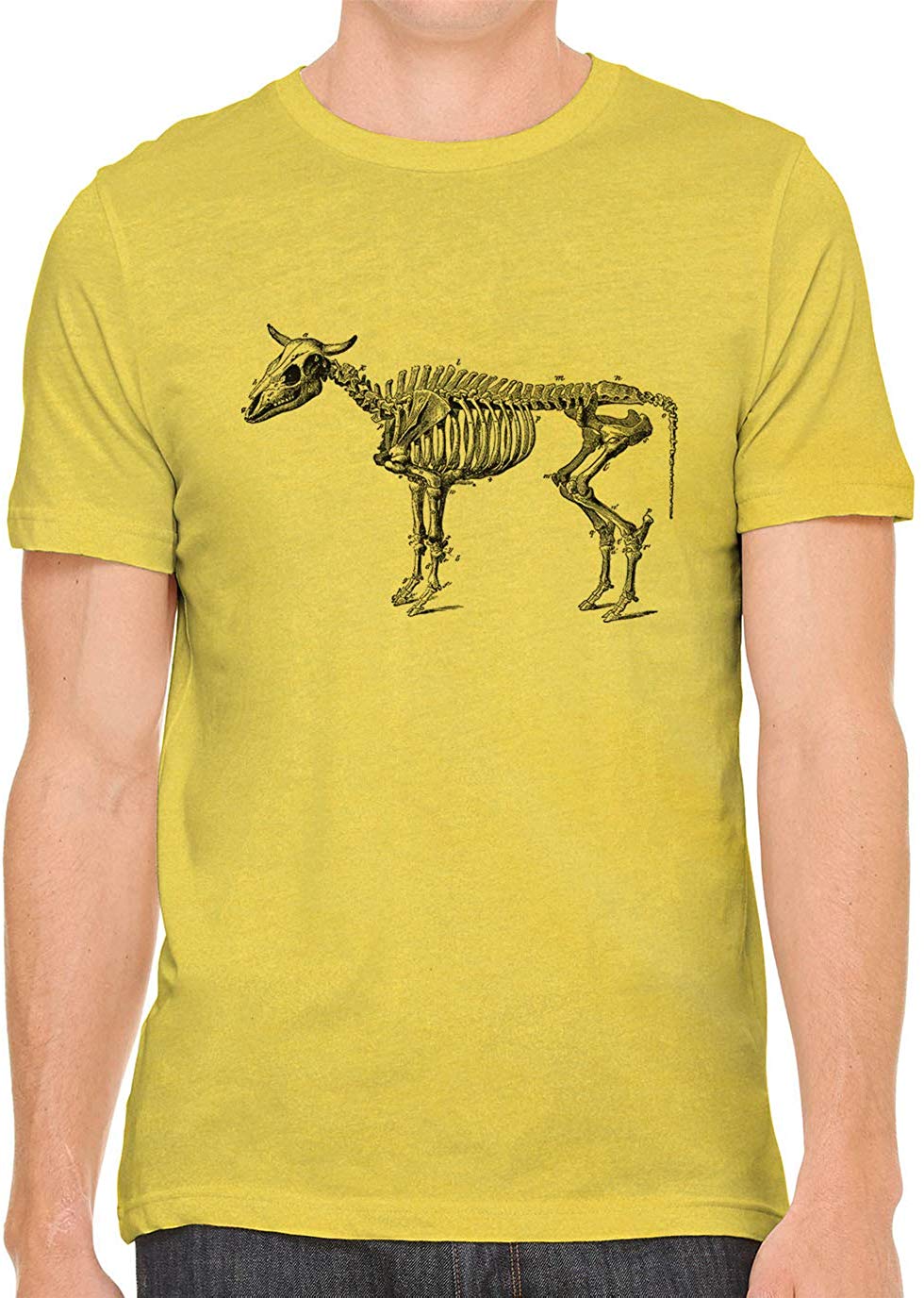 Cow Skeleton Anatomy Cotton Crewneck Unisex Yellow T-Shirts