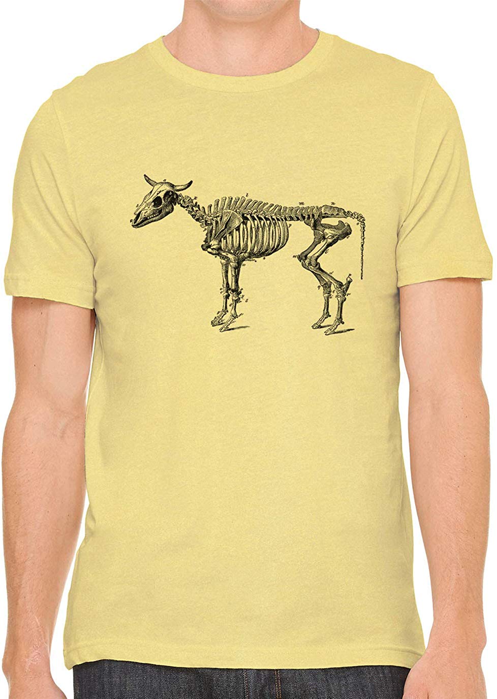 Cow Skeleton Anatomy Cotton Crewneck Unisex Yellow T-Shirts