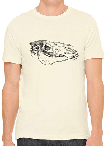 Cow Skull Bone Cotton Crewneck Mens Nature T-Shirts