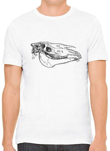 Cow Skull Bone Cotton Crewneck Mens White T-Shirts