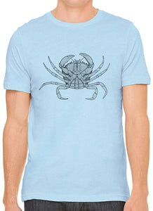 Crab Diagram Cotton Crewneck Men Blue T-Shirts