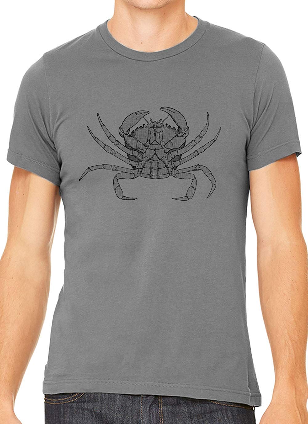 Crab Diagram Cotton Crewneck Men Gray T-Shirts