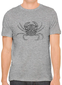 Crab Diagram Cotton Crewneck Men Gray T-Shirts