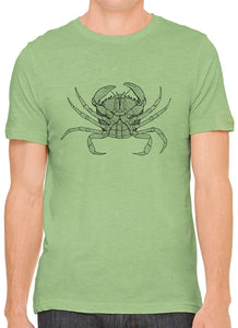 Crab Diagram Cotton Crewneck Men Green T-Shirts