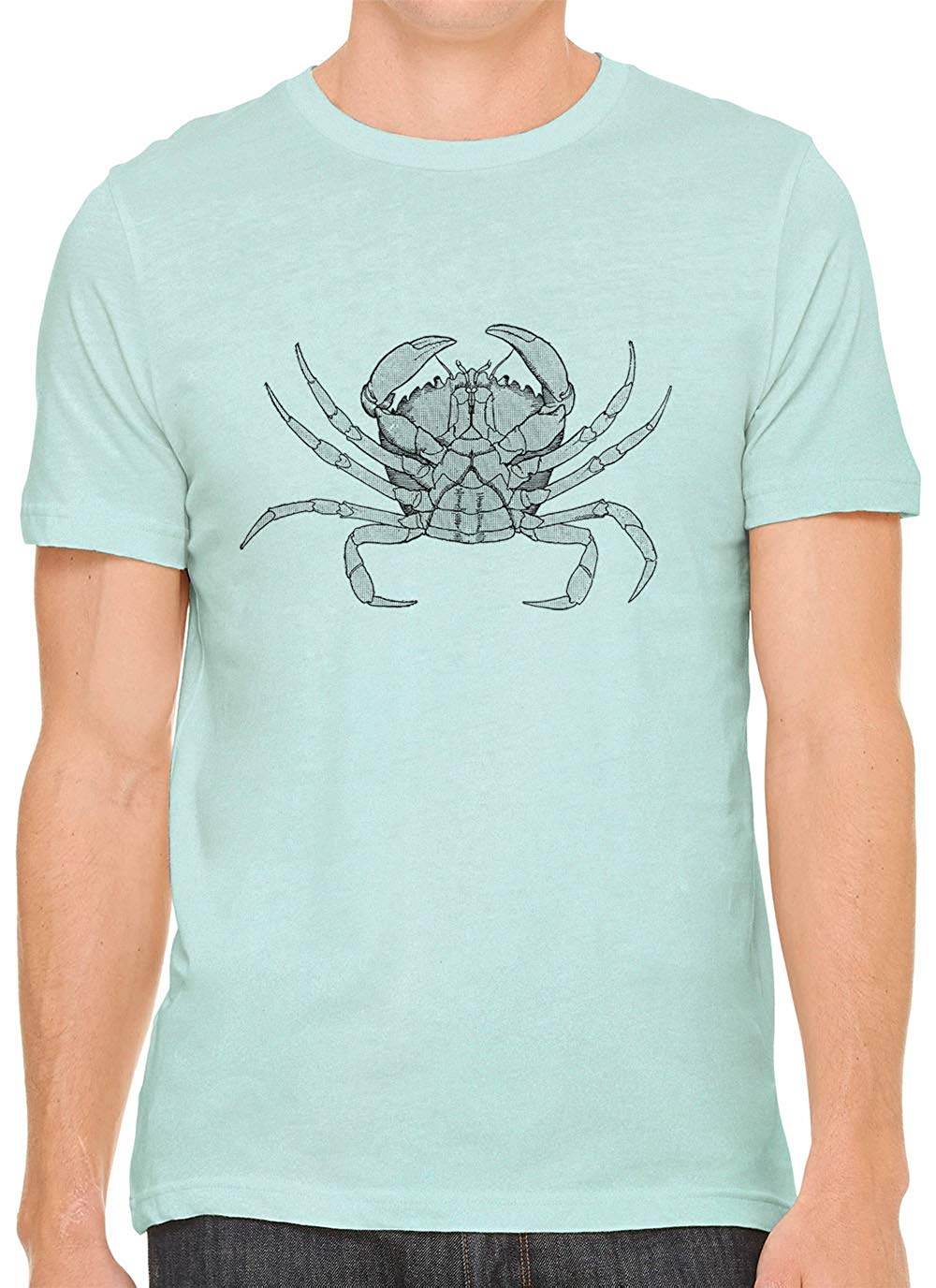 Crab Diagram Cotton Crewneck Men Green T-Shirts