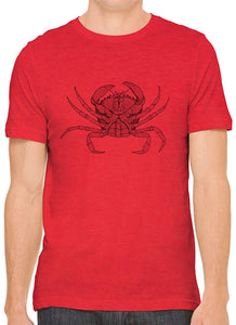 Crab Diagram Cotton Crewneck Men Red T-Shirts