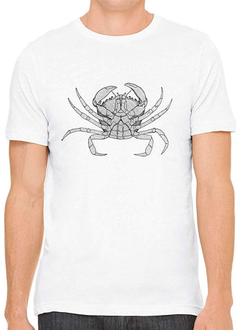 Crab Diagram Cotton Crewneck Men White T-Shirts