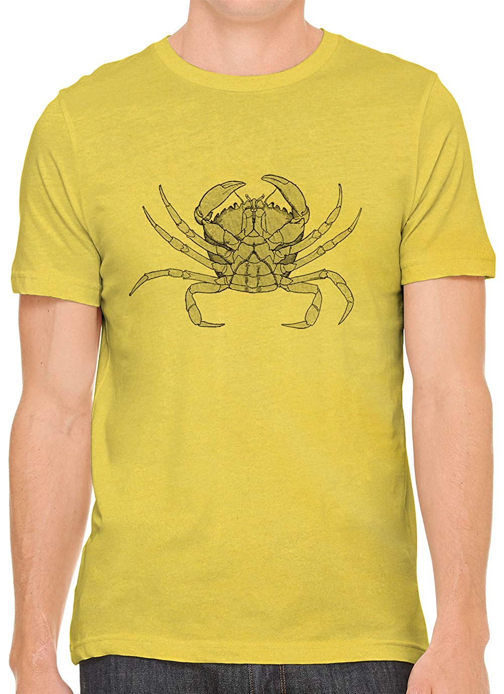 Crab Diagram Cotton Crewneck Men Yellow T-Shirts