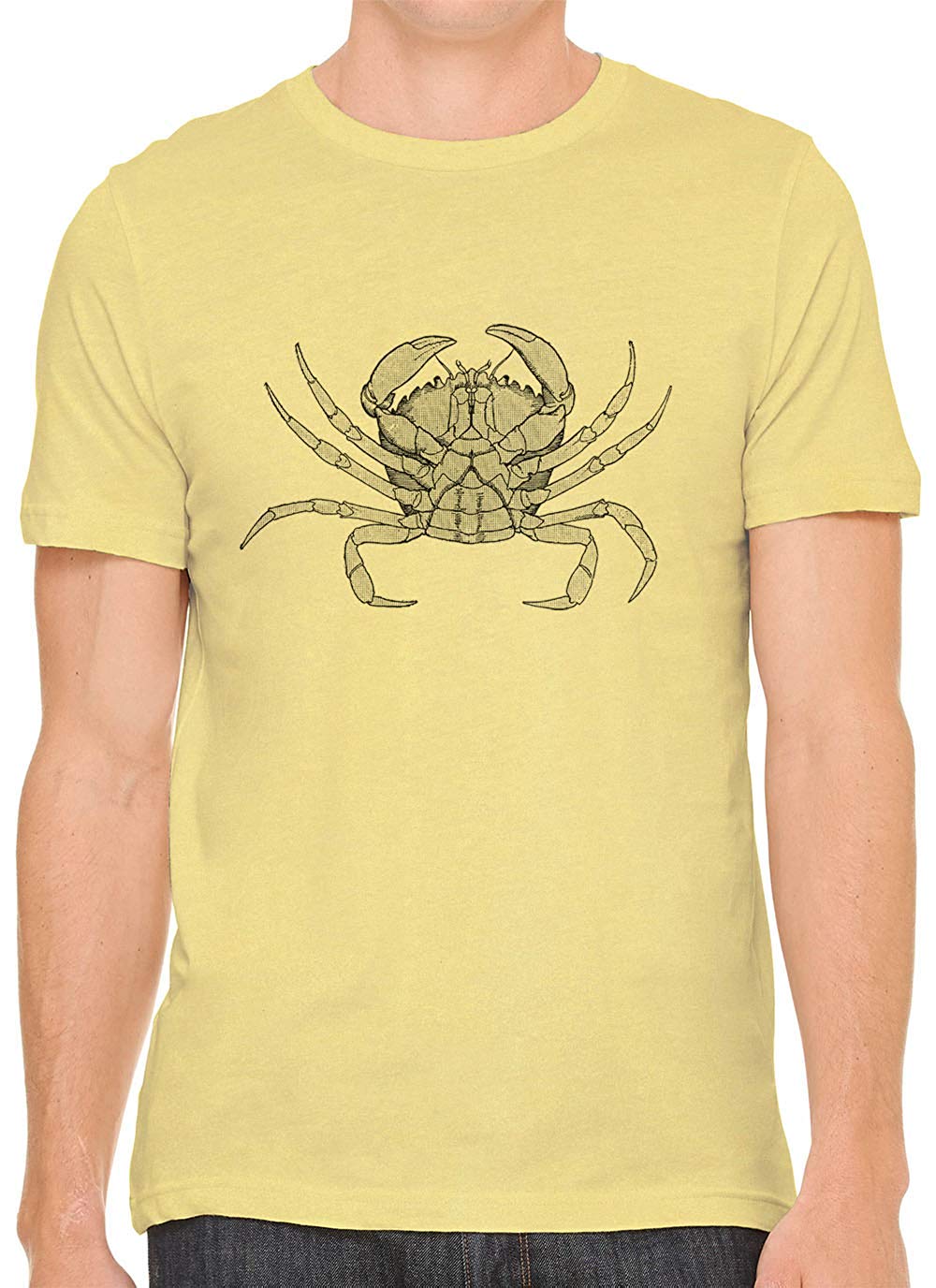 Crab Diagram Cotton Crewneck Men Yellow T-Shirts