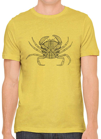 Crab Diagram Cotton Crewneck Men Yellow T-Shirts