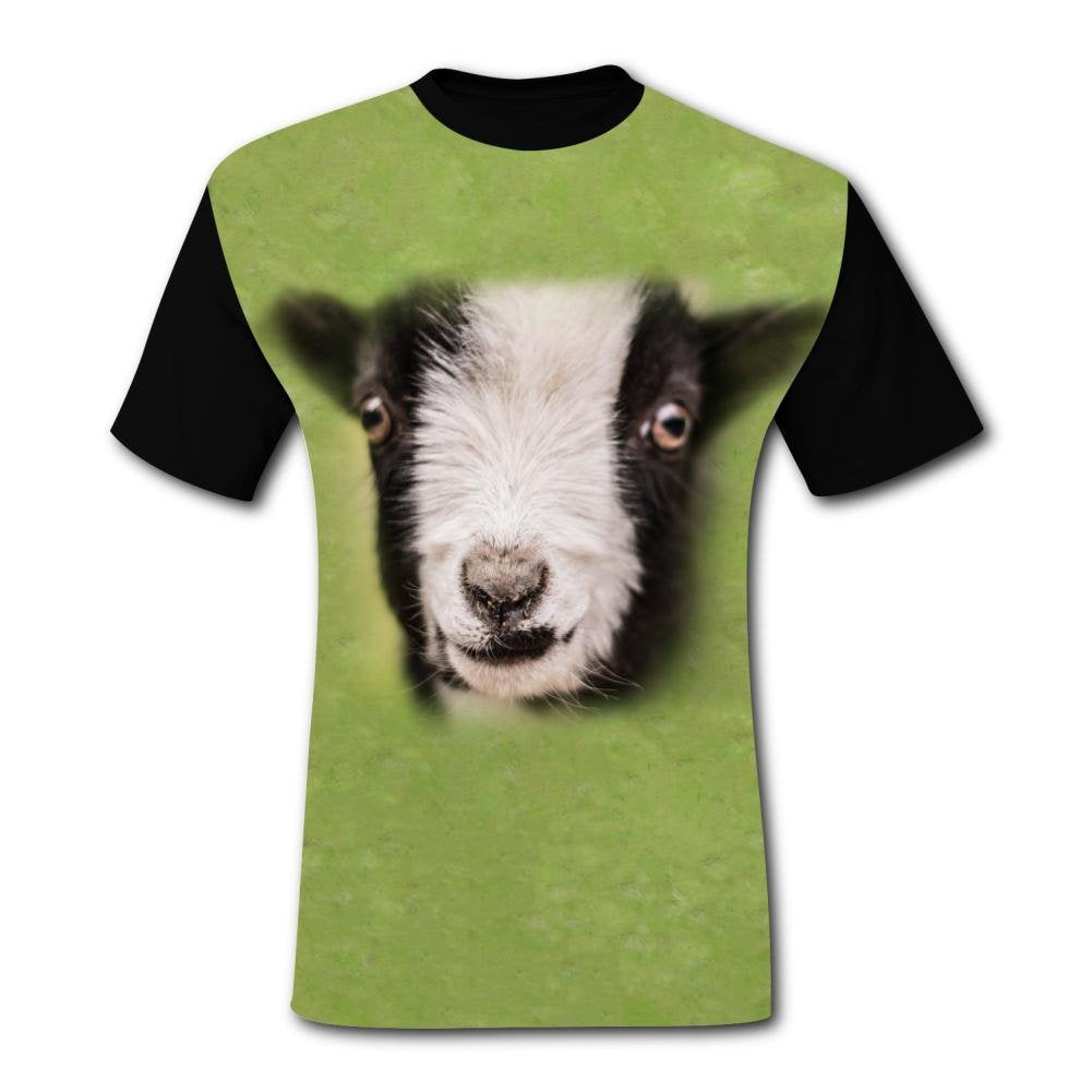 Crew Neck Short Sleeve Top for Men,Print Sheep Black T-Shirts