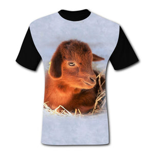 Crew Neck Short Sleeve Top for Men,Print Sheep Black T-Shirts