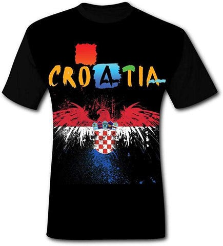 Croatia Flag Eagle Fashion Men's 3D Printed O-Neck Short Sleeve Black T-Shirts