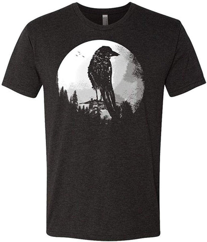 Crow Silhouette-Raven Night Goth Dark-Mens Cotton Black T-Shirts