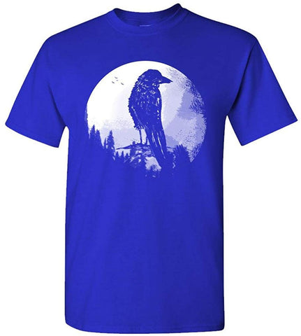 Crow Silhouette-Raven Night Goth Dark-Mens Cotton Royal T-Shirts