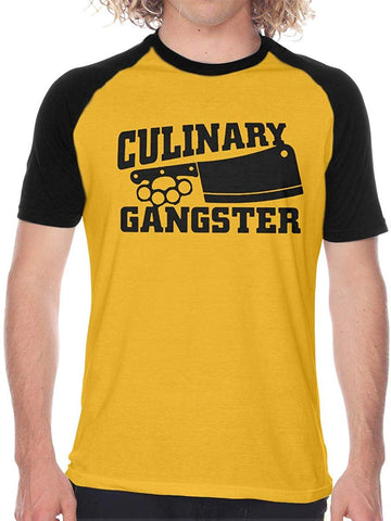 Culinary Gangster Mens Baseball Short-Sleeved Printed Black T-Shirts