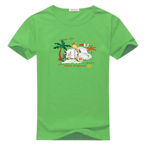 Custom Giraffe Animal Men's Basic Cotton Green T-Shirts