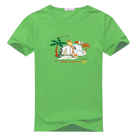 Custom Giraffe Animal Men's Basic Cotton Green T-Shirts