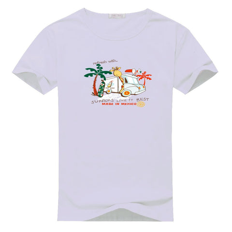 Custom Giraffe Animal Men's Basic Cotton White T-Shirts