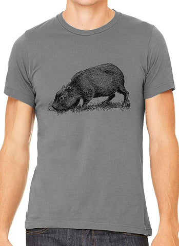 Cute Capybara Sketch Cotton Crewneck Unisex Gray T-Shirts