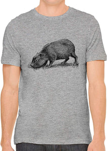 Cute Capybara Sketch Cotton Crewneck Unisex Gray T-Shirts