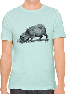 Cute Capybara Sketch Cotton Crewneck Unisex Green T-Shirts