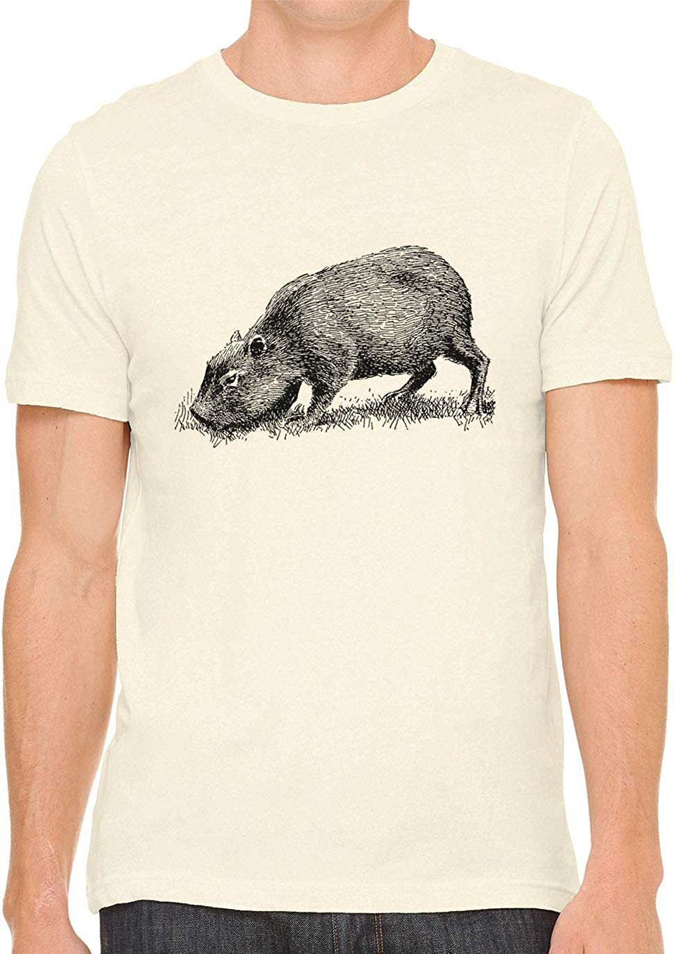 Cute Capybara Sketch Cotton Crewneck Unisex Nature T-Shirts