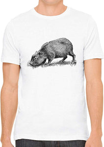 Cute Capybara Sketch Cotton Crewneck Unisex White T-Shirts