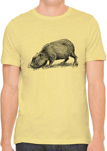 Cute Capybara Sketch Cotton Crewneck Unisex Yellow T-Shirts