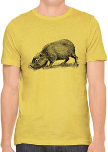 Cute Capybara Sketch Cotton Crewneck Unisex Yellow T-Shirts