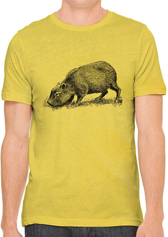 Cute Capybara Sketch Cotton Crewneck Unisex Yellow T-Shirts