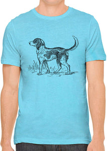 Cute Farm Dog Cotton Crewneck Mens Blue T-Shirts